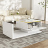 Coffee Table with Storage Drawers & Shelves LED Light Modern Living Room White