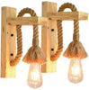 Industrial Steampunk Style Wooden Wall Light Hemp Rope Lamp Fixture Cafe Bar
