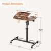 Height Adjustable Rolling Laptop Desk Over-bed Table with 2 Tilting Desktops