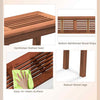 2Pcs Patio Wood Bench 2-Person Solid Wood Bench Dining Bench w/ Slatted Seat