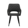 2 Pcs Dining Chairs Faux Leather Diamond Cushion Seat With Hole Brown Grey