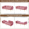 Modern Sofa Bed 2 Seater Click Clack Settee Recliner Couch with Metal Legs Pink