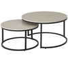 2 Pcs Stacking Coffee Table Set w/ Steel Frame Marble-Effect Top Foot Pads Home