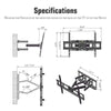 Full Motion TV Wall Bracket Mount For 32 40 43 46 49 50 55 58 60 65 70" Inch