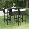 5 Piece Garden Bar Set with Cushions Poly Rattan Black vidaXL