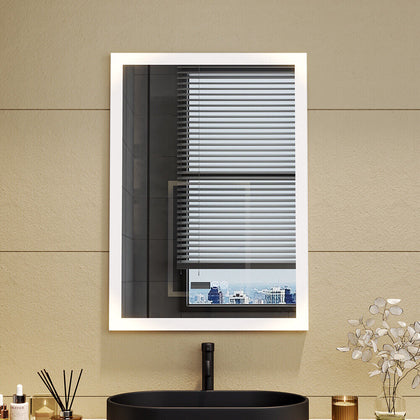 50x70cm Illuminated LED Bathroom Wall Mirror with Touch 3-Color Dimmable Lights