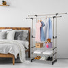 ADJUSTABLE MOBILE CLOTHES COAT GARMENT HANGING RAIL RACK STORAGE STAND ON WHEEL