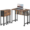 80 cm Foldable Computer Desk on Wheels for Small Spaces Rustic Brown