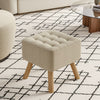Square Footstool Footrest Pouffe Linen/Velvet/PU Leather Padded Children Seat