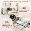Linen Upholstered Daybed Single Size Trundle Bed Sofa Bed Frame