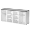 Multi-Storage Shoe Bench Rack 10 Compartments Cushion Moving Shelves Home White