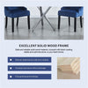 2x Blue Upholstered Velvet Dining Chairs Solid Wood Legs Button Tufted Armchairs