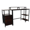 Vintage Industrial Computer Desk with Raised Shelf for Home Office Furniture