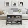 Lift Up Coffee Table Rising Center Table with 3 Cubes & Lift Top-Grey