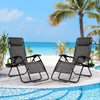 2PCS Adjustable Zero Gravity Chairs Outdoor Folding Patio Recliners w/ Headrest