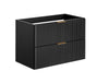 Bathroom Vanity Drawer Cabinet 800mm Black Floating Wall Unit Ribbed Modern Adel