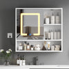 Bathroom Wall Cabinet LED Mirror Unit 2 Door Cupboard Storage Shelves Unit White