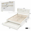 4FT6 Double Bed Frame Pine Wooden Storage Kids Bed Headboard Shelf Drawer White
