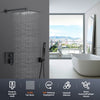Black Matte Bathroom Faucet Set Square Rainfall/Handheld Shower Water Taps Kit
