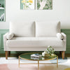Small 2 Seater Sofa Beige Velvet Couch, Modern Love Seat Cream Living Room Sofa