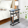 Small Side Table for Small Spaces Slim End Table with Magazine Holder Narrow End