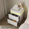 LED Bedside Table 2 Drawers Cabinet Charging Station Nightstand Storage White