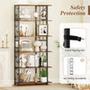 6-Tier Bookshelf Modern Geometric Bookcase-Brown
