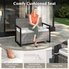 PE Rattan Deck Box Seat with Padded Cushion & Large Storage-Gray