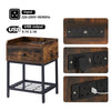 Bedside Table Drawer Storage Industrial Side End Table Nightstand Metal Shelf