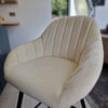 Set of 2 Velvet Kitchen Counter Island Bar Stools with Backs Cream Fabric