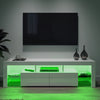 TV Stand White Modern Entertainment Units Living Room 2 Drawers with LED Lights