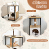 Indoor Cat Furniture End Table Cat House Wooden Cat Scratch Side Table-Natural