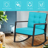 Wicker Rocking Chair Heavy-Duty Steel Patio Rattan Rocker Chair-Turquoise