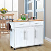 Kitchen Island Kitchen Trolley Cart with Knife Block-White