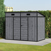 2 Doors Pent Shed Outdoor Tool House Lockable Plastic Garden Storage Sheds Grey