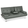 Sofa Bed Faux Leather with Cup Holders 2 Seater Click Clack Living Room Recliner