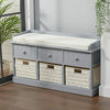 Hallway Bench Shoe Rack Entrance Storage Ottoman Cabinet Wicker Drawers Baskets