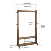 Bamboo Clothes Rail Rack Coat Stand Entryway 2 Storage Shelves With Wheel