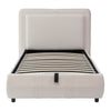 Ottoman Storage Bed Frame 3ft Single Size Bed with Headboard Velvet Fabric Beige