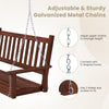 3-Person Wooden Outdoor Porch Swing Heavy Duty Patio Hanging Bench Chair