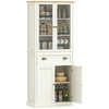 Kitchen Cupboard, 5-tier Storage Cabinet with Adjustable Shelves, Cream