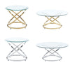 52/90cm Round Coffee Table Tempered Glass Sofa Side Table LivingRoom Metal Frame