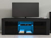 TV Console Unit 2 Doors Storage Cabinets With Glass Shelf RGB LED Lighted for TV