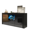 Modern 145cm TV Unit Cabinet | Black High Gloss Doors | TV Stand with Free LED
