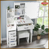 Large Dressing Table Stool Set with 3 color LED Light Mirror Vanity Make up Desk