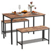 Modern Dining Table and Chairs Set 2/4 Seats Metal Frame Kitchen Home Grey/Brown