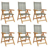 Reclining Garden Chairs 6 pcs Grey Poly Rattan and Solid Wood N9R8