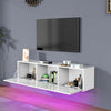 White Floating TV Unit Cabinet Wall Mounted TV Stand with LED Lights UK stock