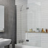 Modern Bathroom Bath Shower Screen 2 Section Square Chrome 1000mm Reversible 6mm