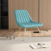 Modern Accent Chair Pinstripe Leaning Back Velvet Leisure Armchair Metal Legs